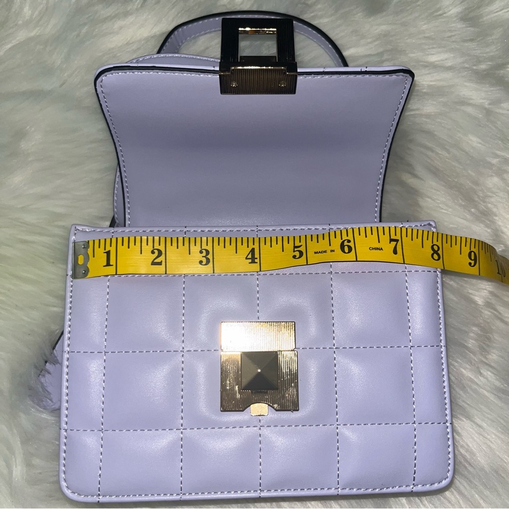 Aldo Lavender Quilted Crossbody Satchel with Gold Hardware - Picture 12 of 13